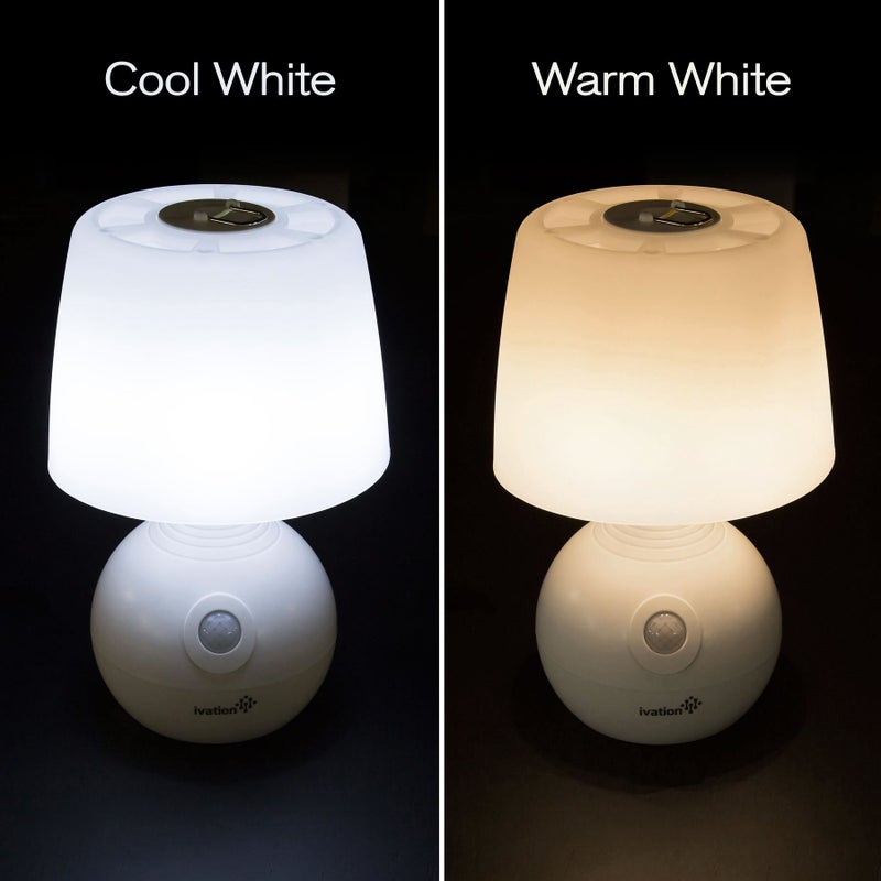 Ivation 12-LED Battery Operated Motion Sensing Table Lamp - Dual Color Range - Available Settings Include Manual & Automatic Motion & Light Sensing, White - Image 3